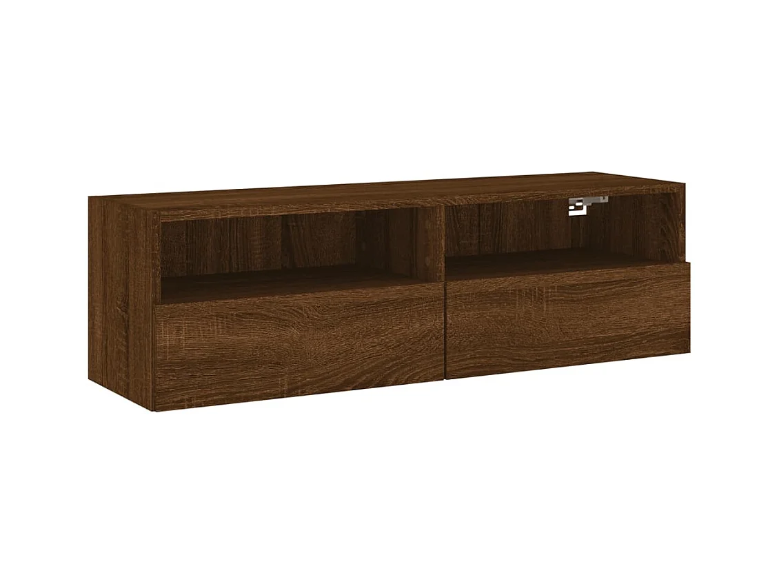 Móvel parede p/ TV 100x30x30cm deriv. madeira carvalho castanho