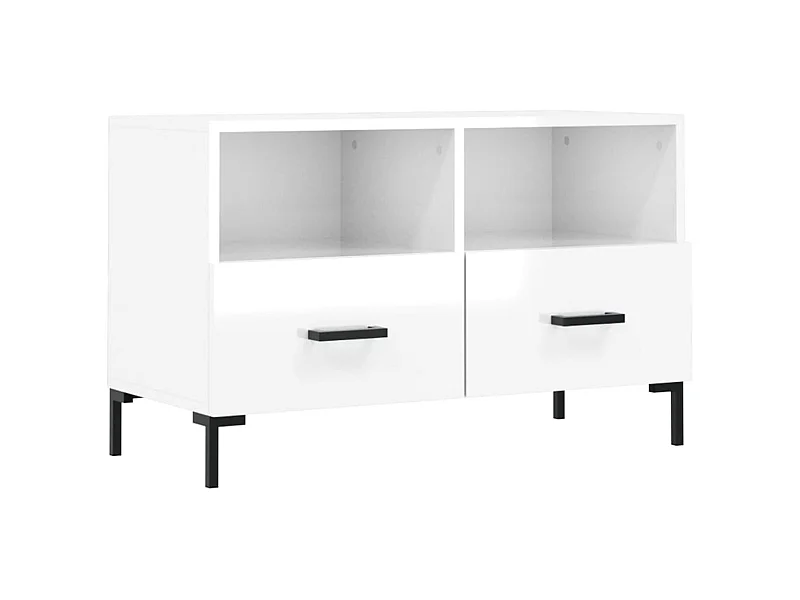 Meuble TV Blanc brillant 80x36x50 cm Bois d'ingénierie
