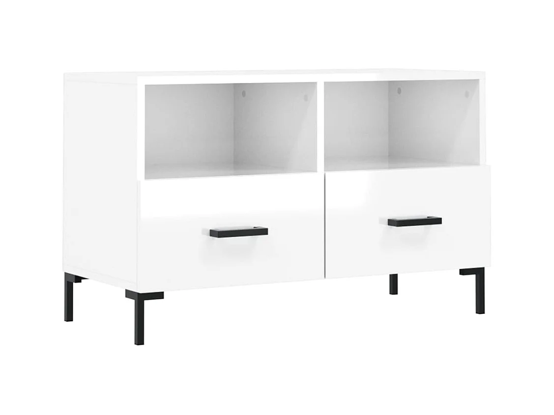 Meuble TV Blanc brillant 80x36x50 cm Bois d'ingénierie