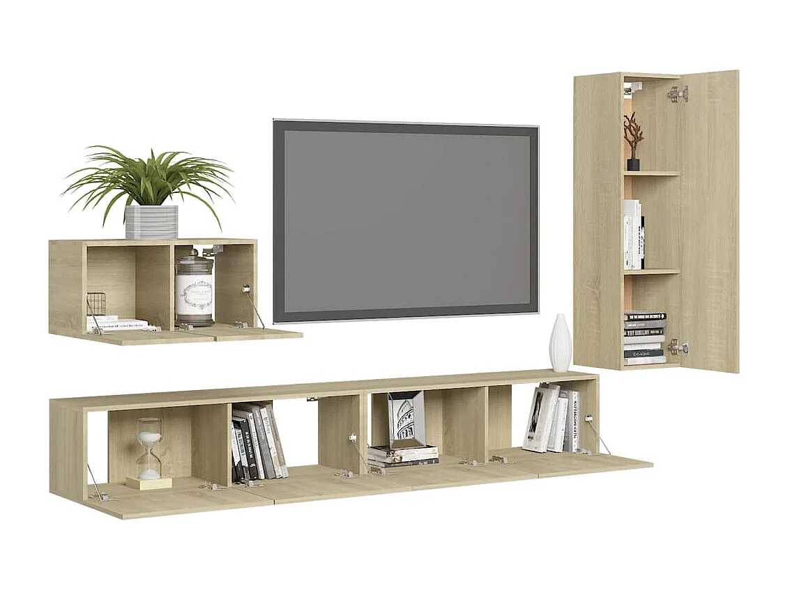 Ensemble de meuble TV 4 pièces Chêne sonoma Aggloméré