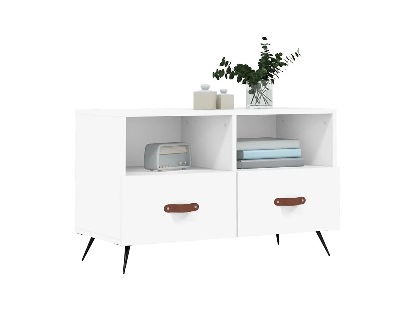 Meuble TV Blanc 80x36x50 cm Bois d'ingénierie