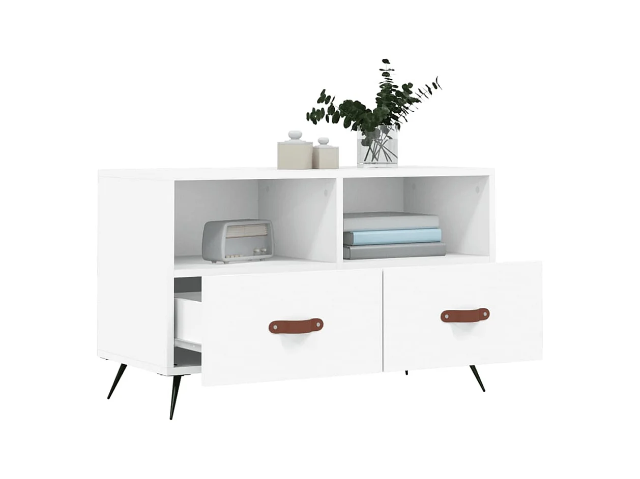 Meuble TV Blanc 80x36x50 cm Bois d'ingénierie