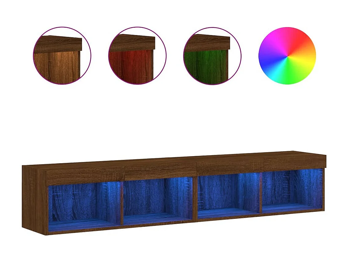 Meubles TV avec lumières LED 2 pièces chêne marron 80x30x30 cm