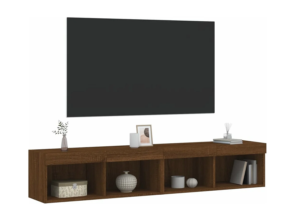 Meubles TV avec lumières LED 2 pièces chêne marron 80x30x30 cm