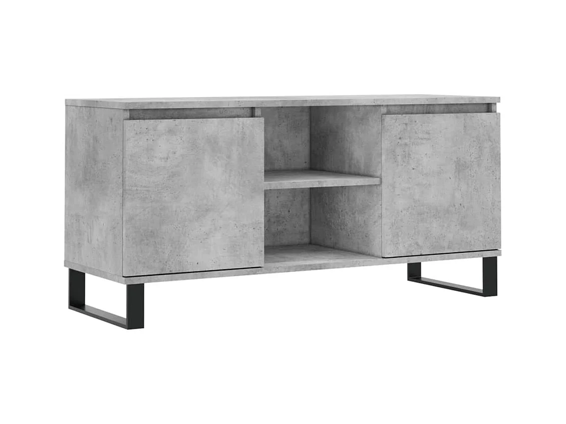 Meuble TV gris béton 104x35x50 cm bois d'ingénierie