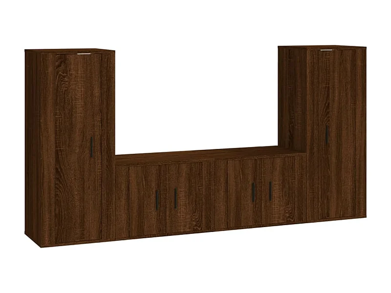 Set de muebles para TV 4 piezas madera contrachapada marrón roble