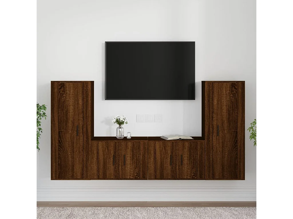 Ensemble de meubles TV 4 pièces Chêne marron Bois d'ingénierie
