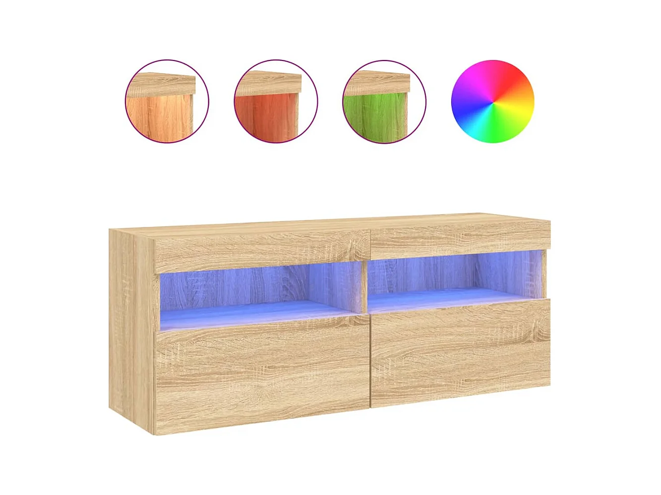 Mueble de TV de pared con luces LED roble Sonoma 100x30x40 cm