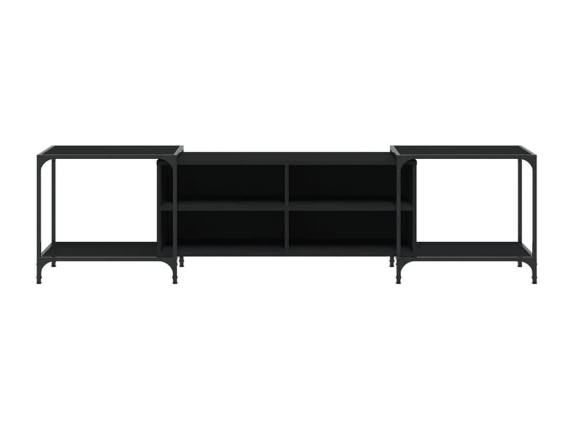 Meuble TV noir 203x37x50 cm bois d'ingénierie