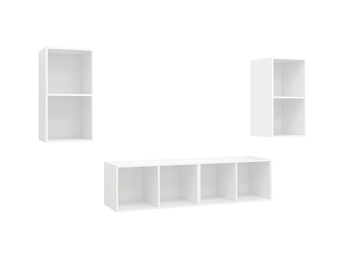 Meubles TV muraux 4 pièces Blanc Aggloméré