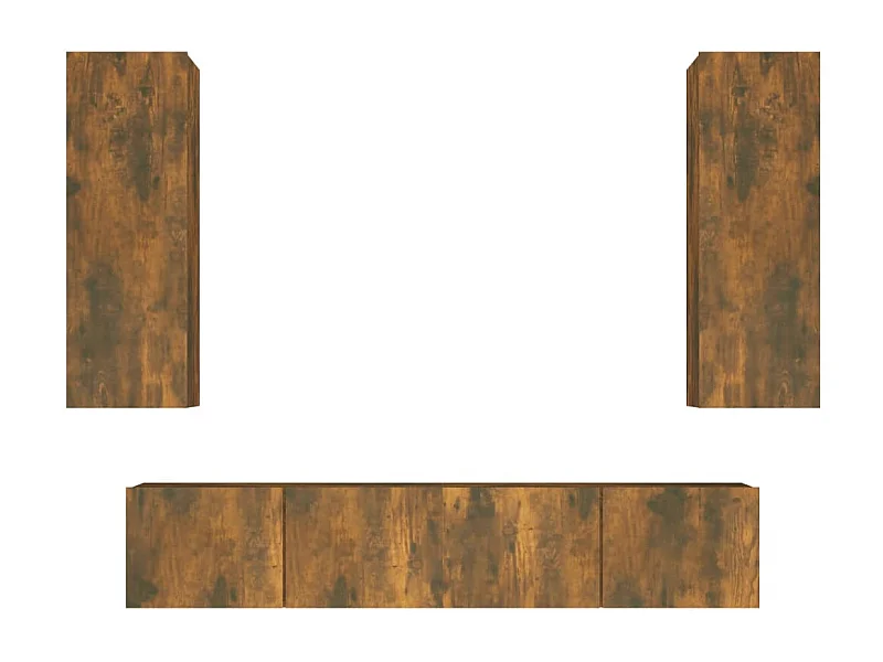 Set de muebles de TV 4 piezas madera contrachapada roble ahumado