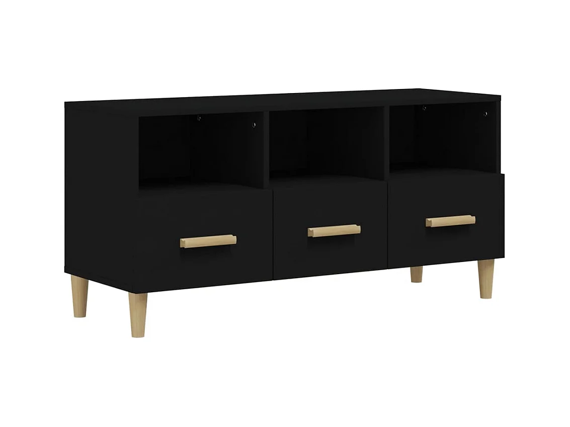 Mueble de TV madera contrachapada negro 102x36x50 cm