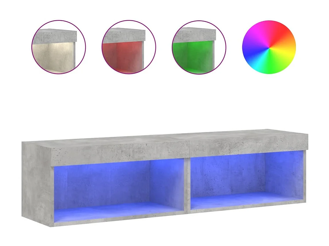 Tv-meubels met LED-verlichting 2 st 60x30x30 cm betongrijs