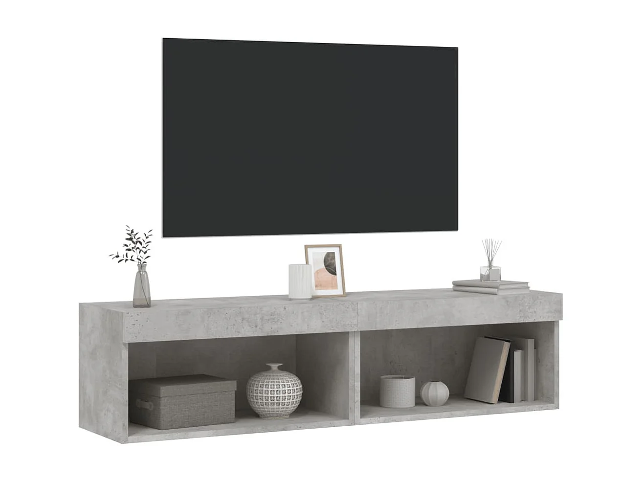 Tv-meubels met LED-verlichting 2 st 60x30x30 cm betongrijs