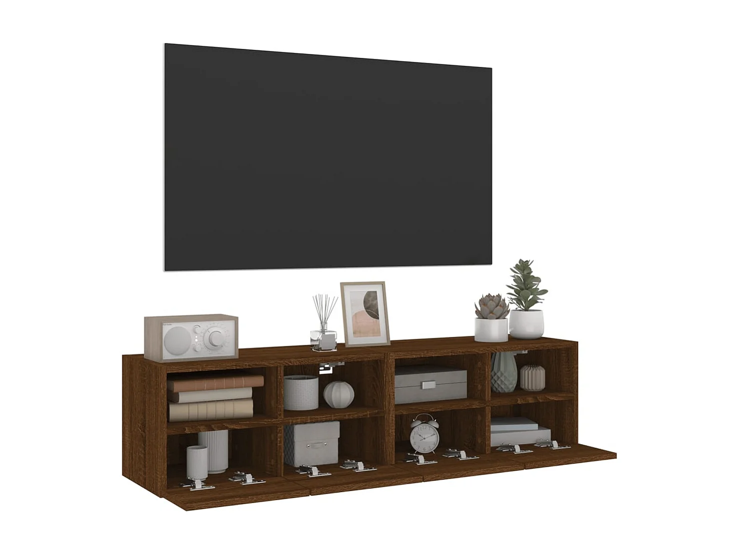 Tv-wandmeubels 2 st 60x30x30 cm bewerkt hout bruin eikenkleur
