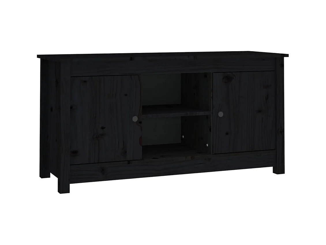 Mueble de TV de madera maciza de pino negro 103x36,5x52 cm