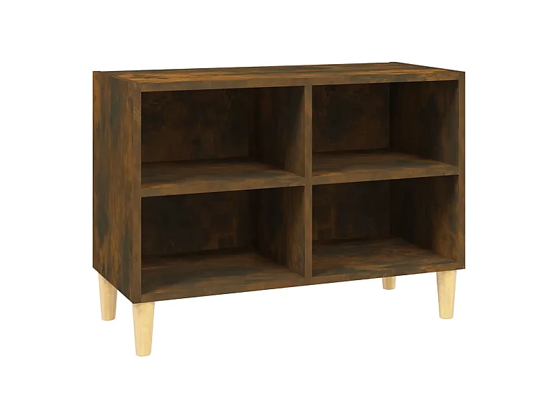 Mueble de TV patas madera maciza roble ahumado 69,5x30x50 cm