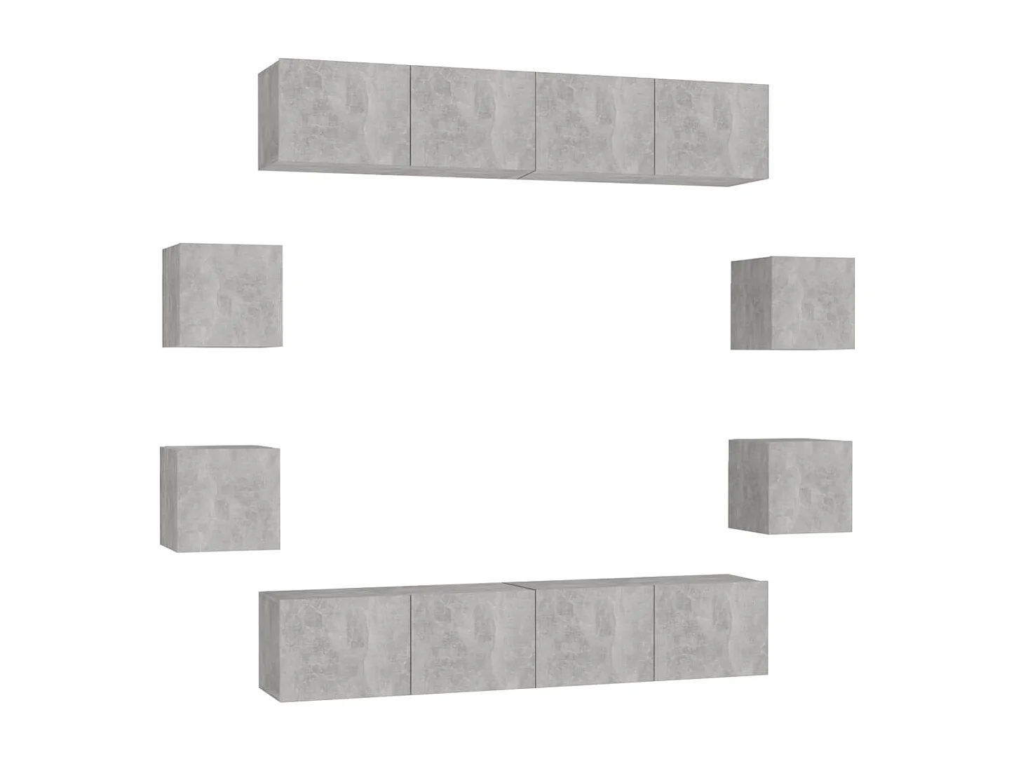 Ensemble de meubles TV 8 pièces Gris béton Aggloméré