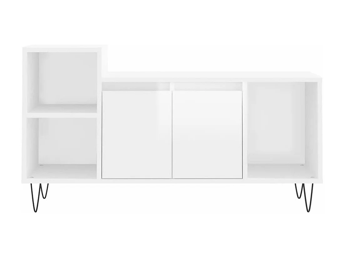 Meuble TV Blanc brillant 100x35x55 cm Bois d'ingénierie