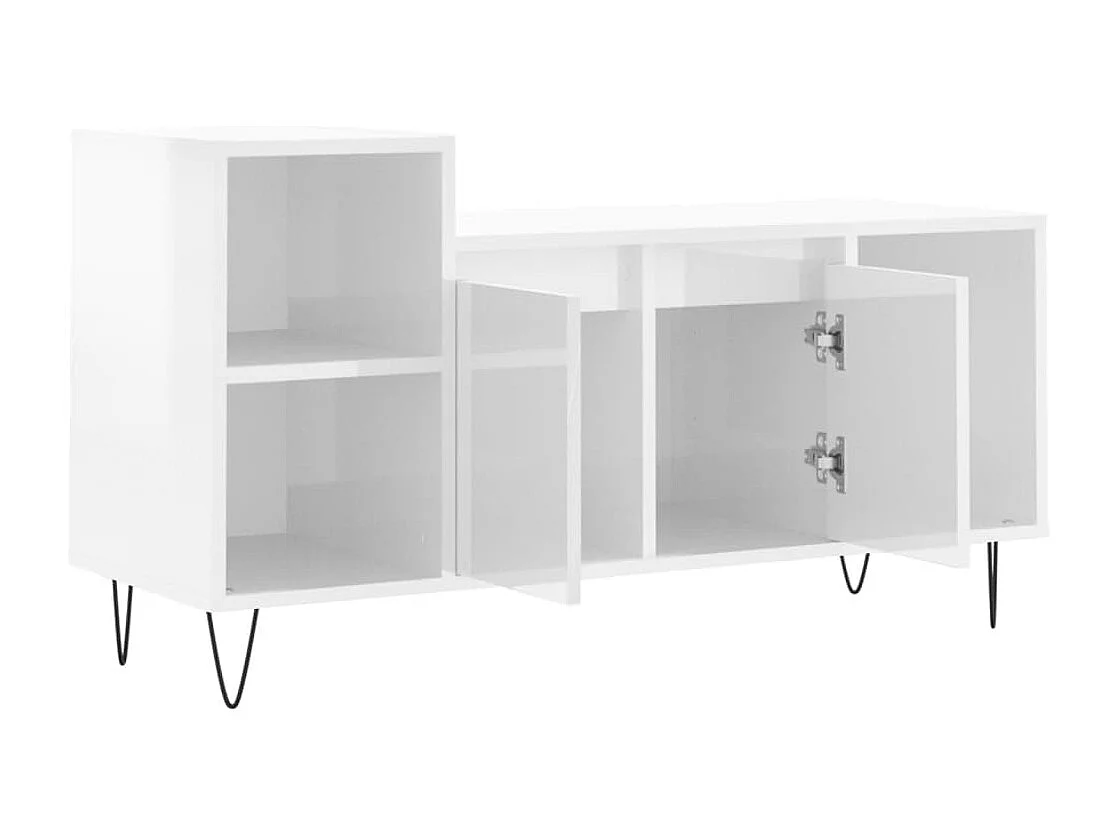 Meuble TV Blanc brillant 100x35x55 cm Bois d'ingénierie
