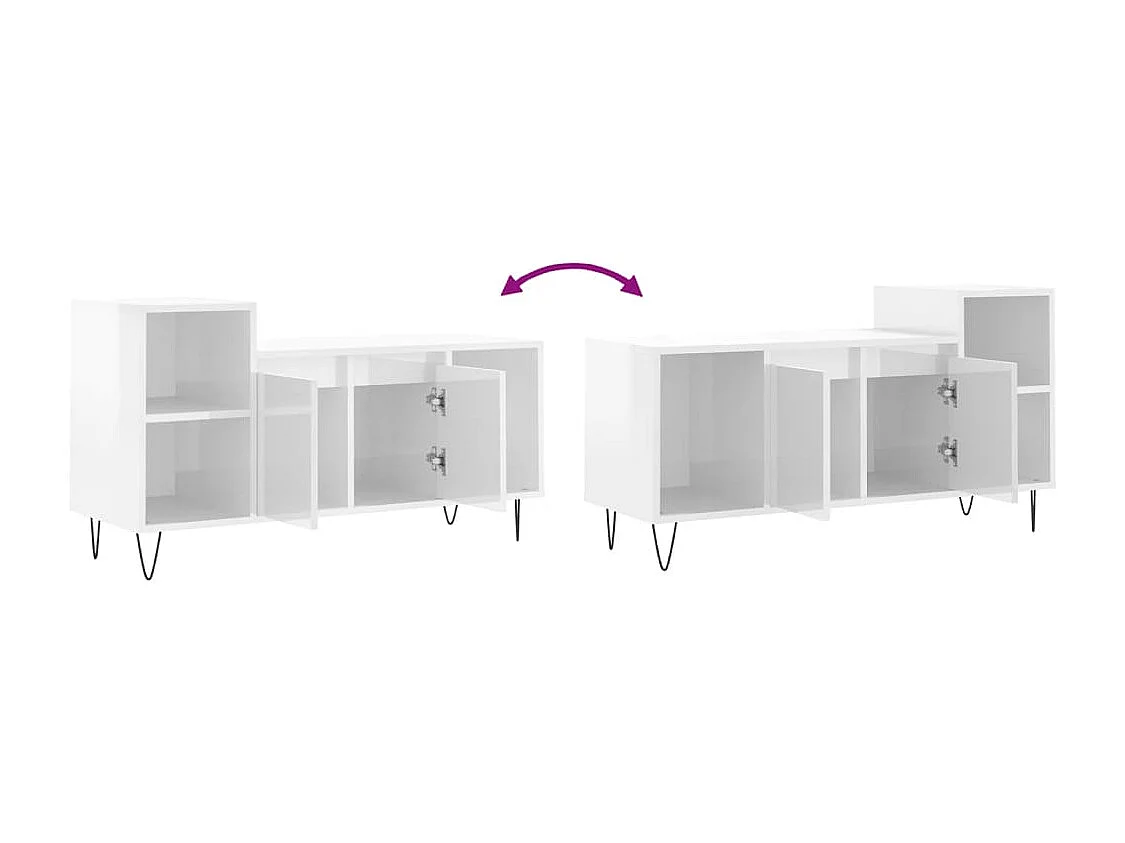 Meuble TV Blanc brillant 100x35x55 cm Bois d'ingénierie