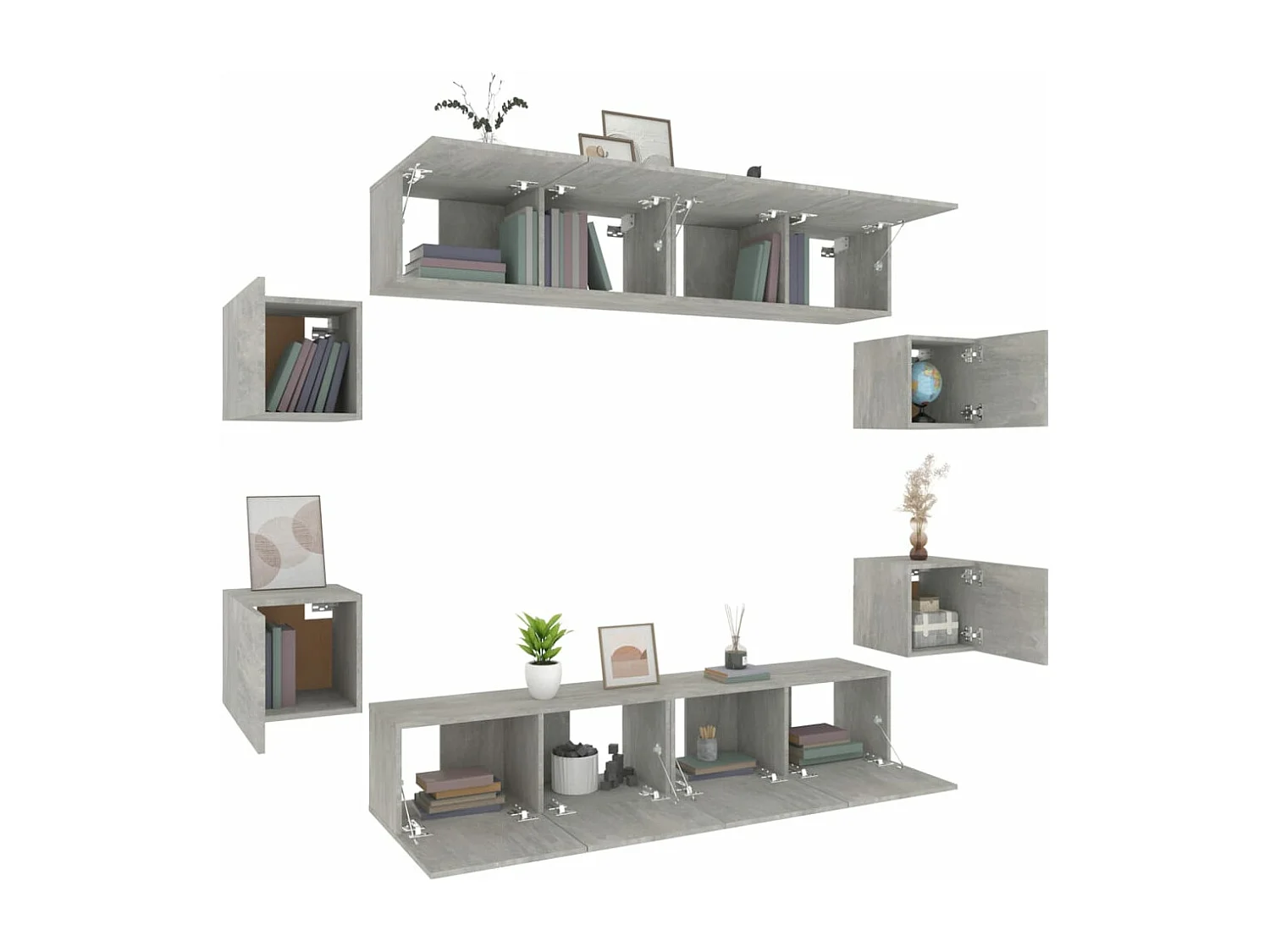 Ensemble de meubles TV 8 pièces Gris béton Bois d'ingénierie