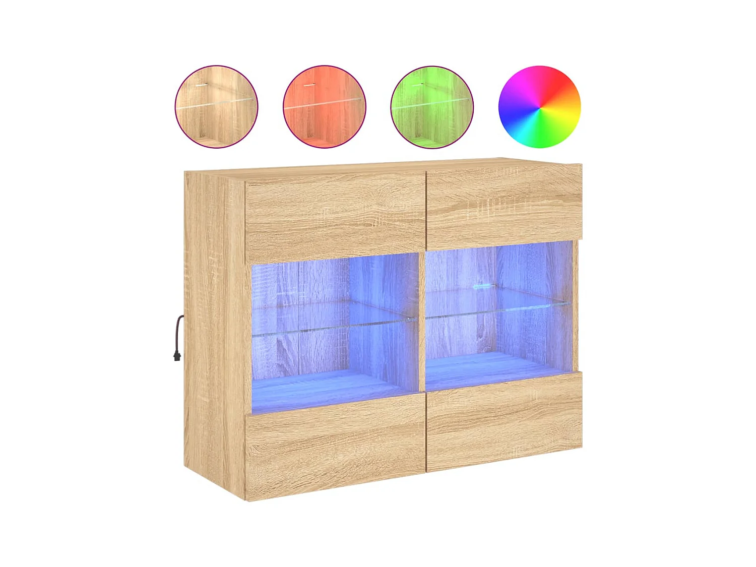 Meuble TV mural avec lumières LED chêne sonoma 78,5x30x60,5 cm