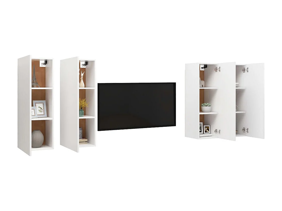 Tv-meubelen 4 stukken30,5x30x90 cm bewerkt hout wit