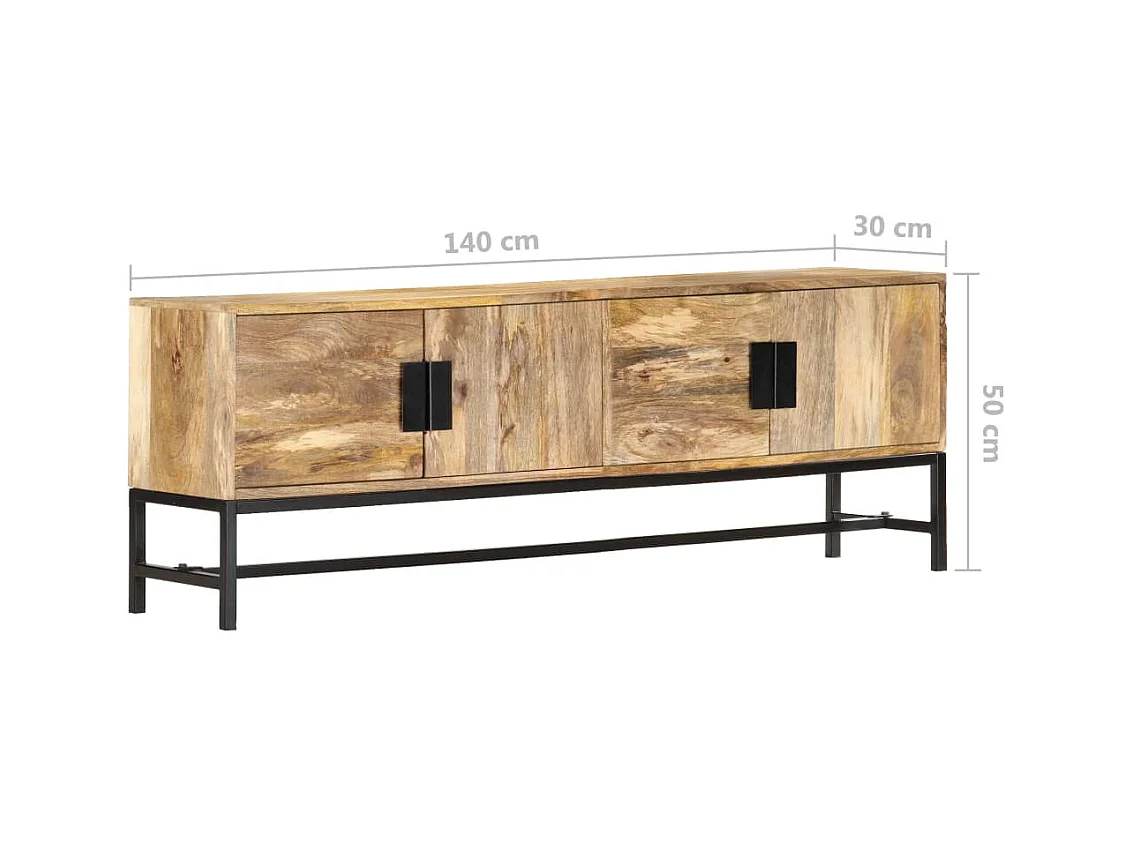 Meuble TV 140x30x50 cm Bois massif de manguier