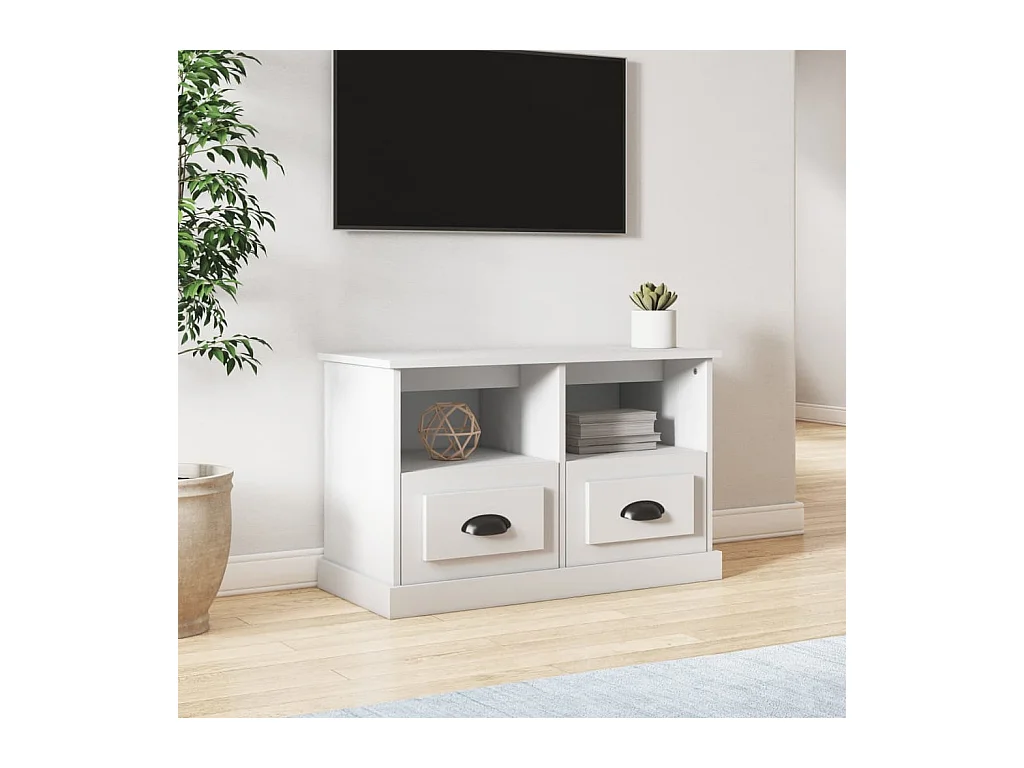 Mueble de TV madera contrachapada blanco 80x35x50 cm
