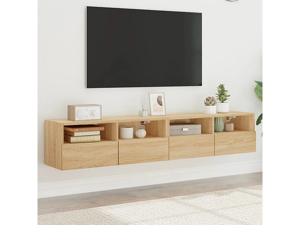 Meubles TV muraux 2 pièces chêne sonoma 80x30x30cm bois ingénierie