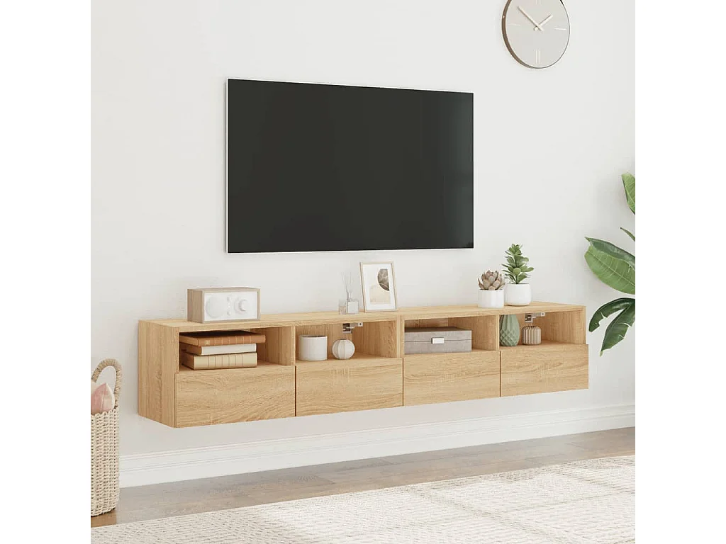 Meubles TV muraux 2 pièces chêne sonoma 80x30x30cm bois ingénierie