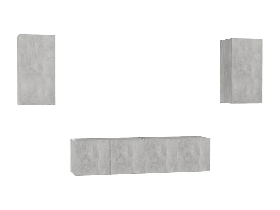 Juego de mueble para TV de 4 piezas aglomerado gris hormigón
