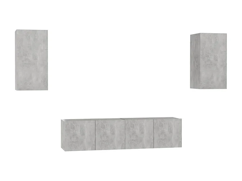 Juego de mueble para TV de 4 piezas aglomerado gris hormigón