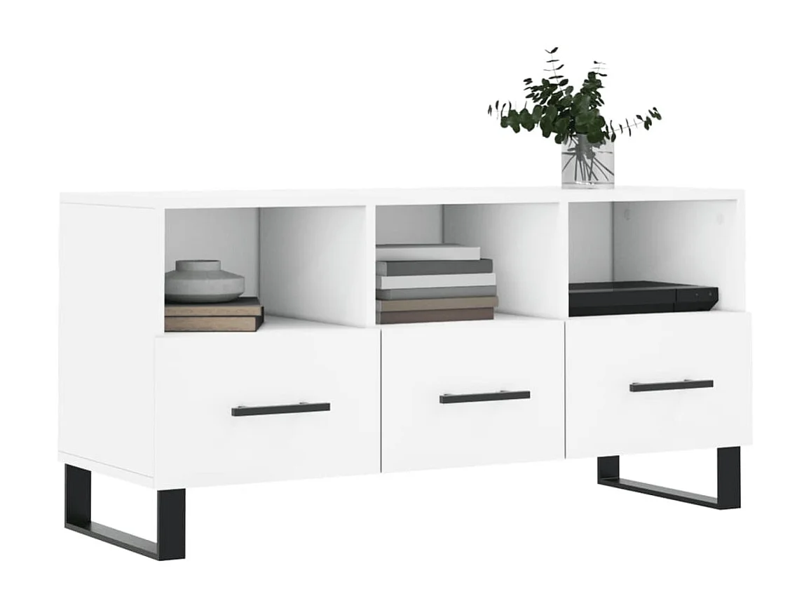 Meuble TV blanc 102x36x50 cm bois d'ingénierie