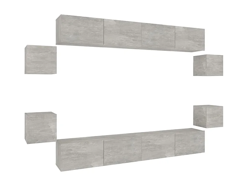 Ensemble de meubles TV 8 pièces Gris béton Bois d'ingénierie