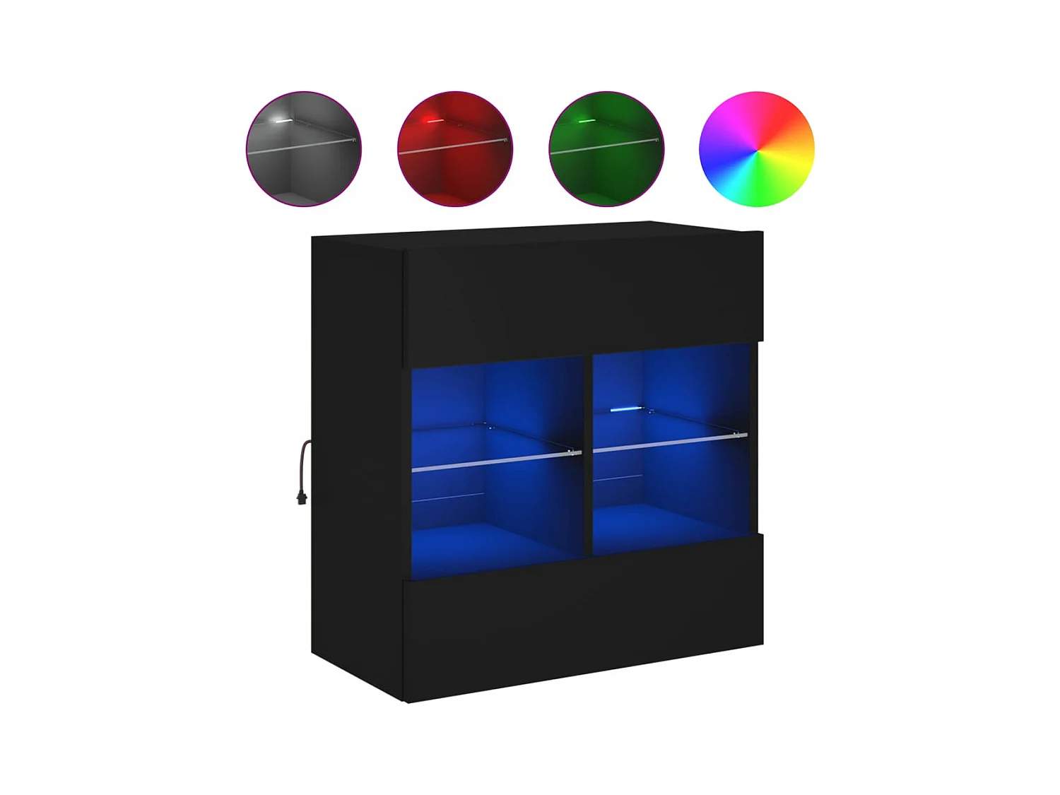 Meuble TV mural avec lumières LED noir 58,5x30x60,5 cm