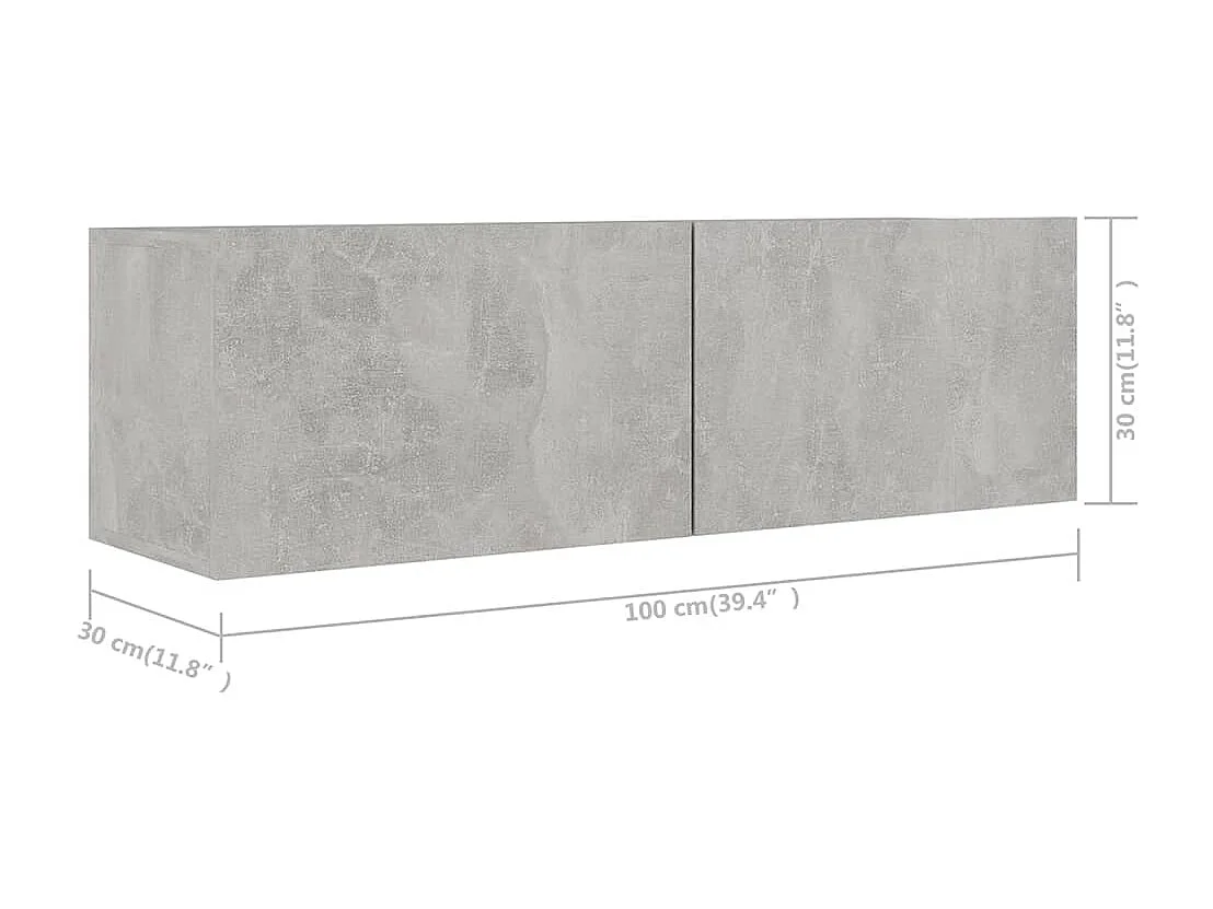 Ensemble de meubles TV 3 pièces Gris béton Aggloméré