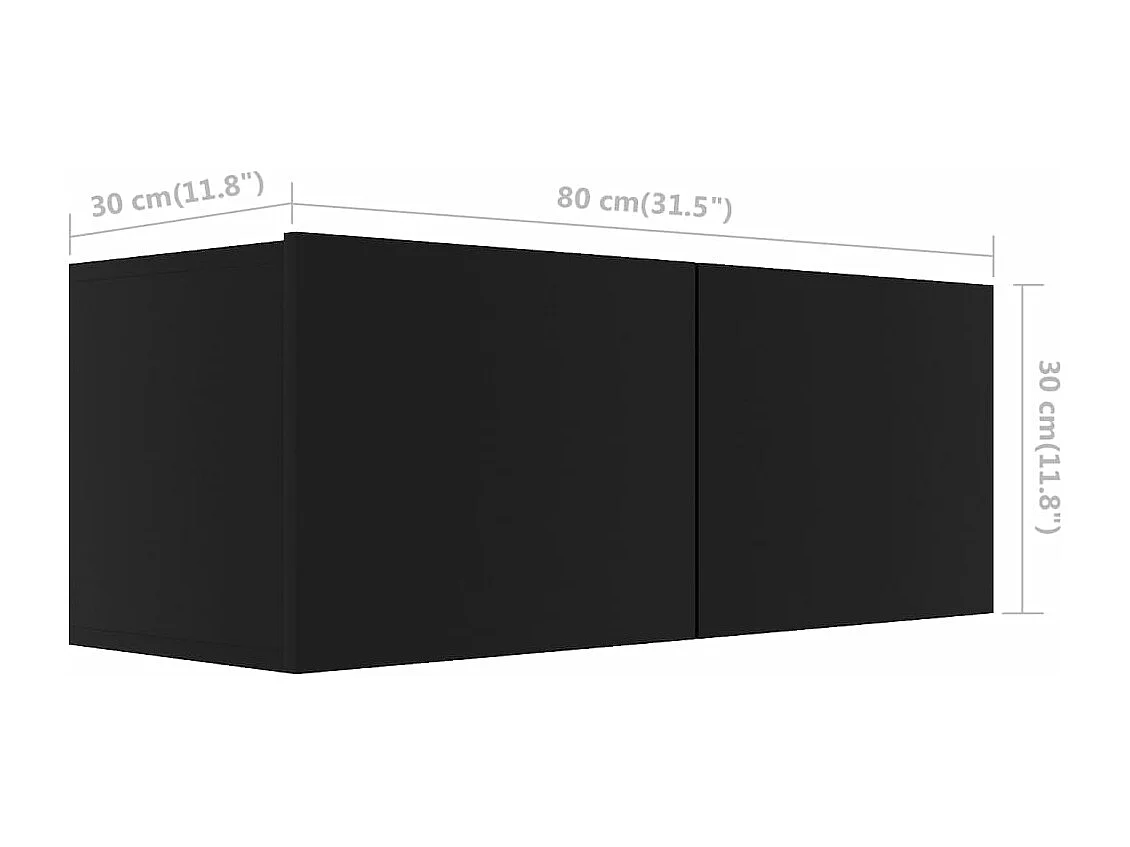 Meuble TV Noir 80x30x30 cm Aggloméré