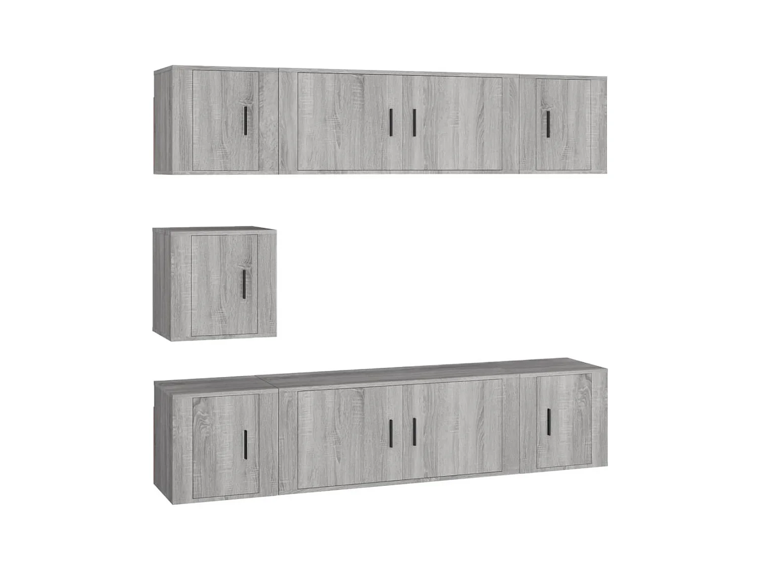 Set de muebles para TV 7 piezas madera contrachapada gris Sonoma