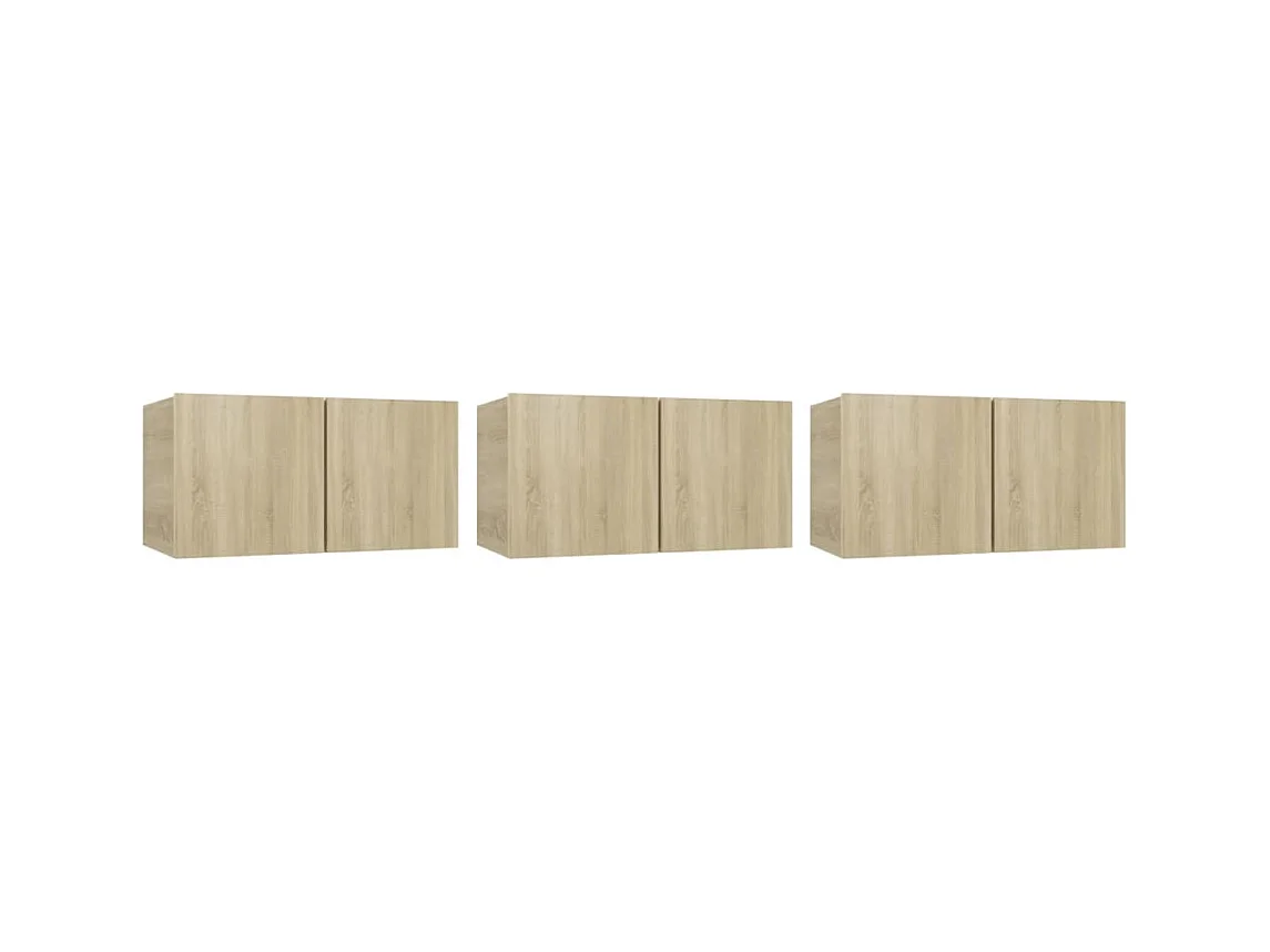 Tv-hangmeubelen 3 st 60x30x30 cm sonoma eikenkleurig
