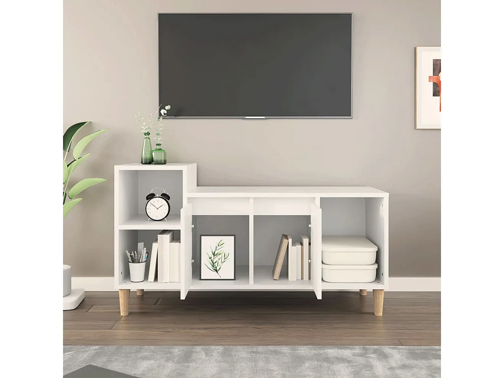 Meuble TV Blanc 100x35x55 cm Bois d'ingénierie