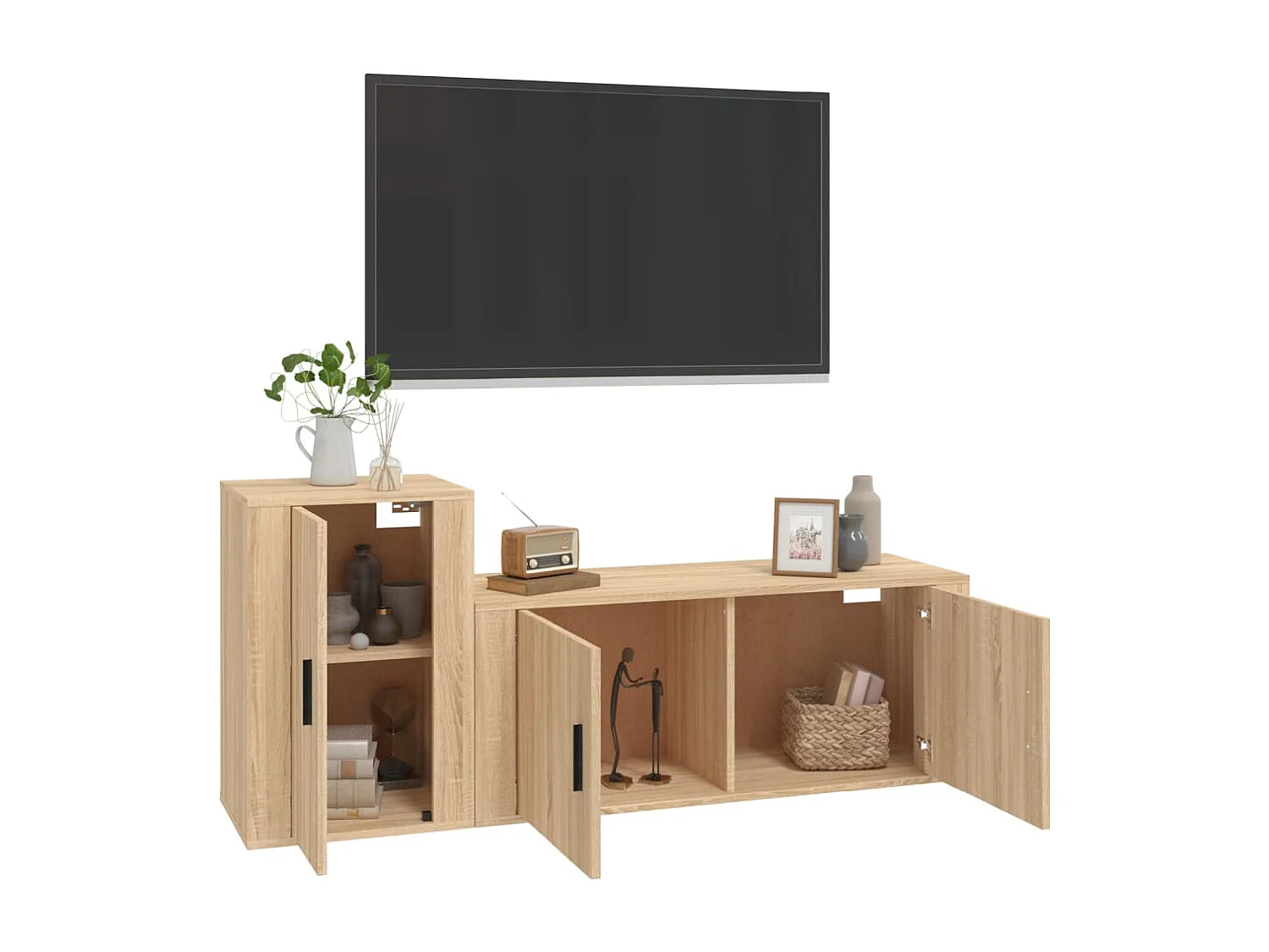 Set de muebles para TV 2 piezas madera contrachapada roble sonoma
