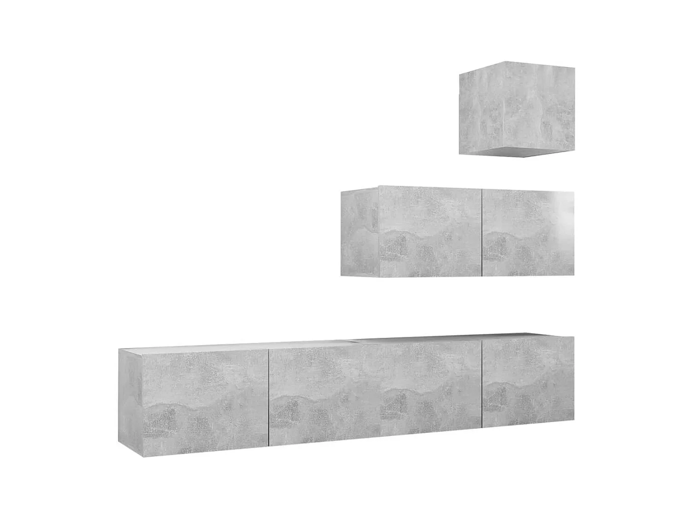 Ensemble de meuble TV 4 pièces Gris béton Aggloméré