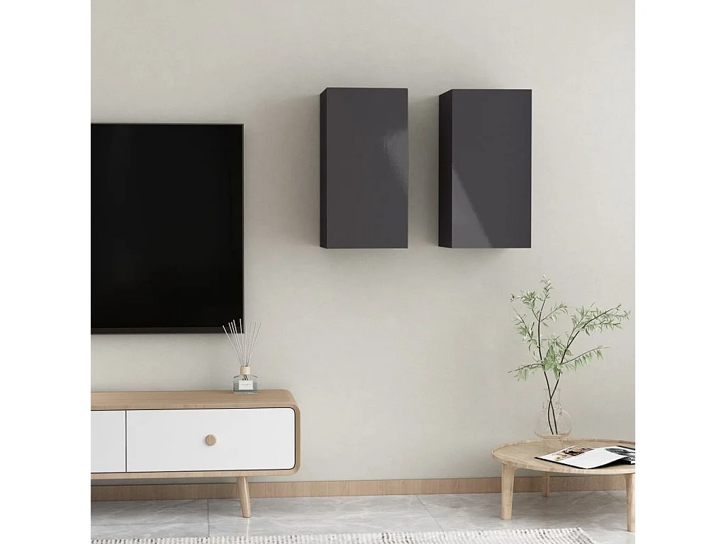 Meubles TV 2 pièces Gris brillant 30,5x30x60 cm Aggloméré