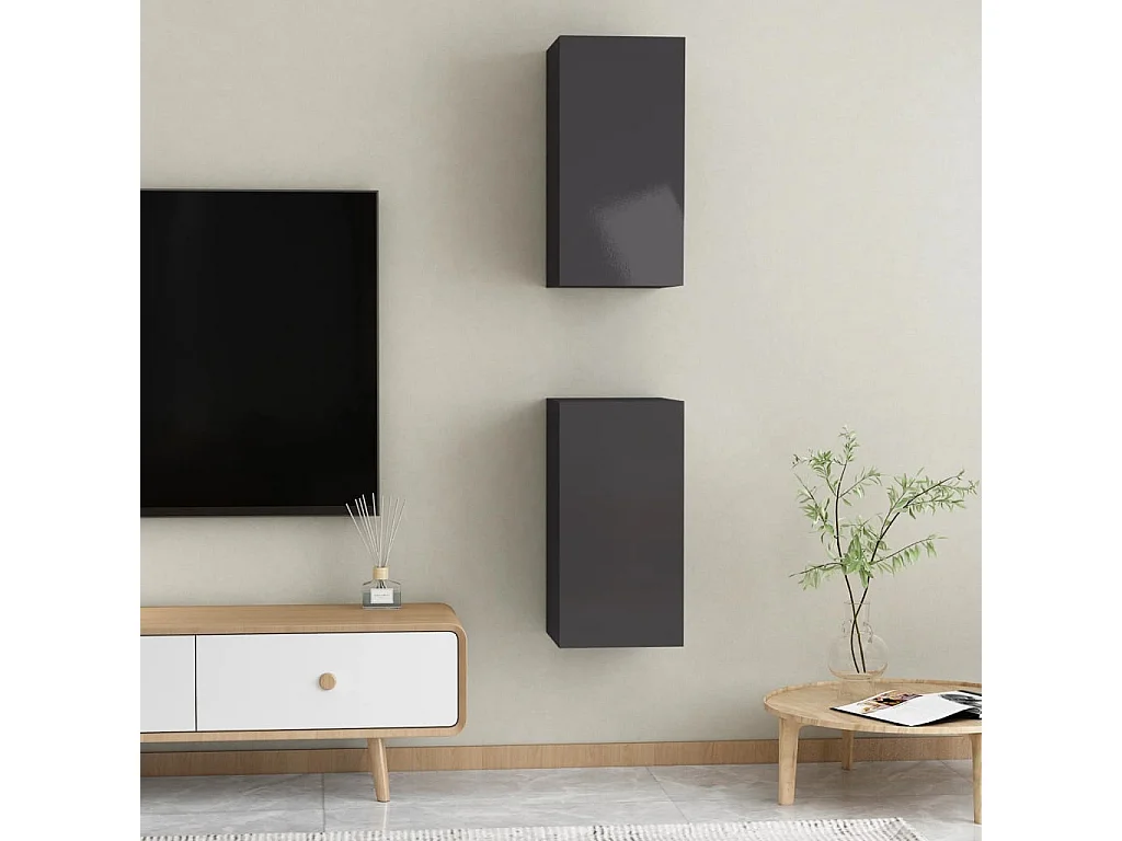 Meubles TV 2 pièces Gris brillant 30,5x30x60 cm Aggloméré