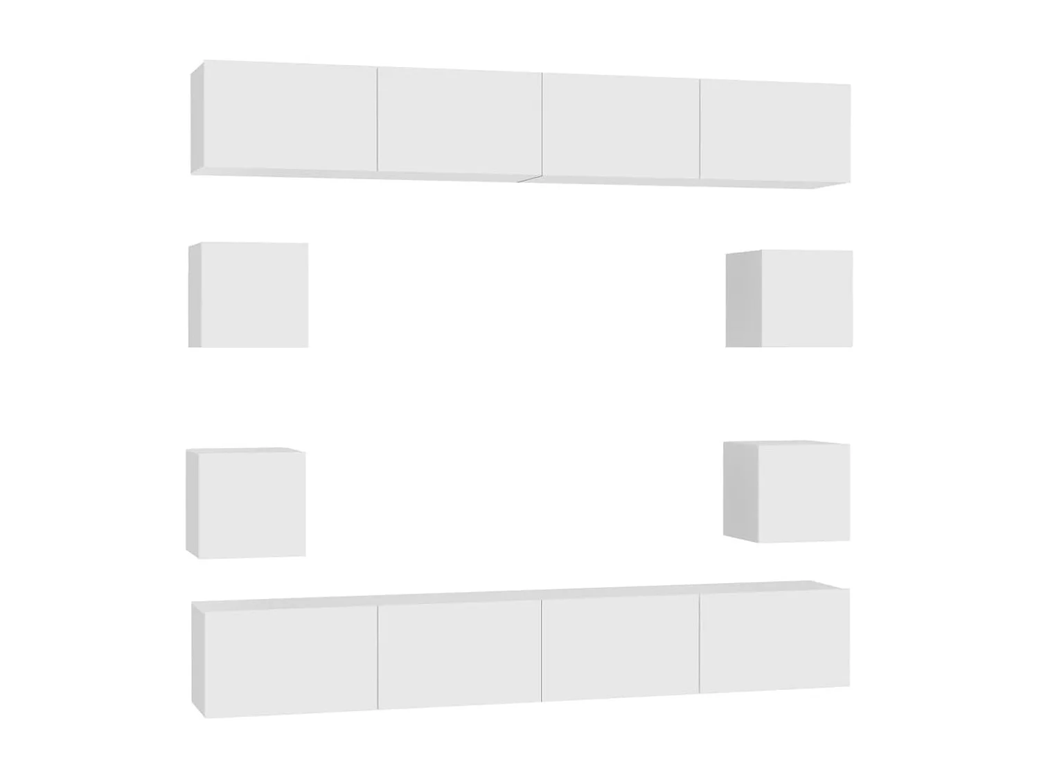 8-delige Tv-meubelset bewerkt hout wit