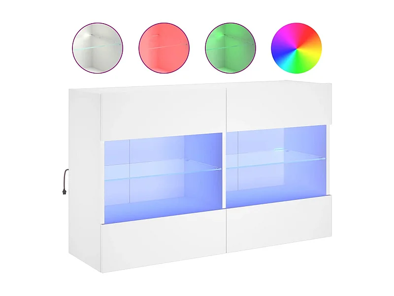 Meuble TV mural avec lumières LED blanc 98,5x30x60,5 cm