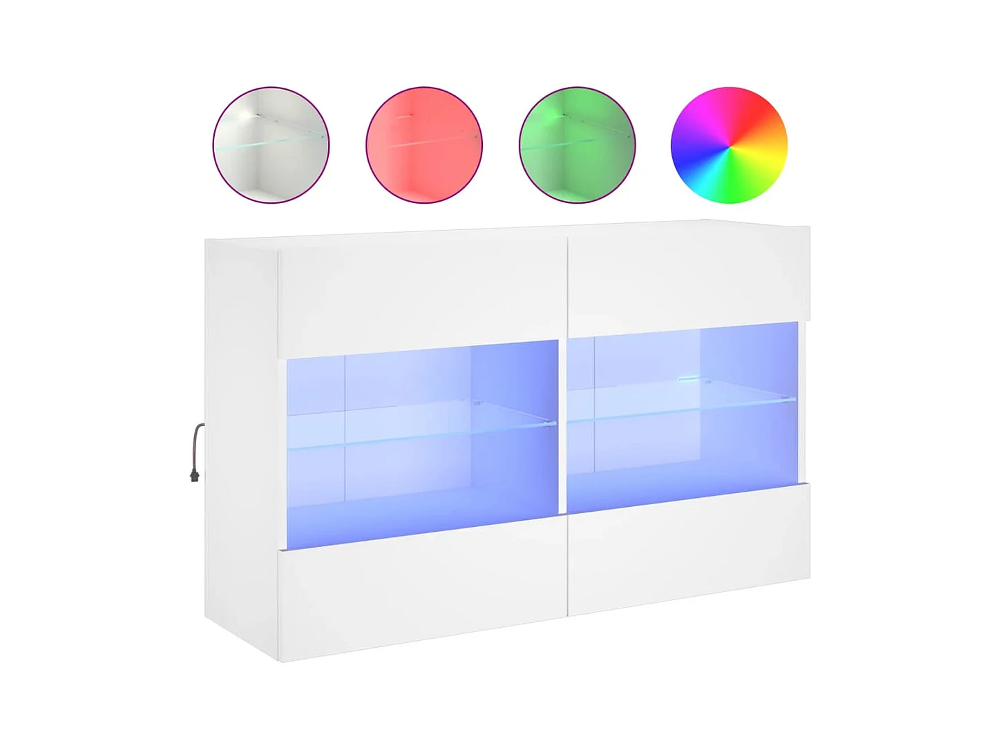 Meuble TV mural avec lumières LED blanc 98,5x30x60,5 cm