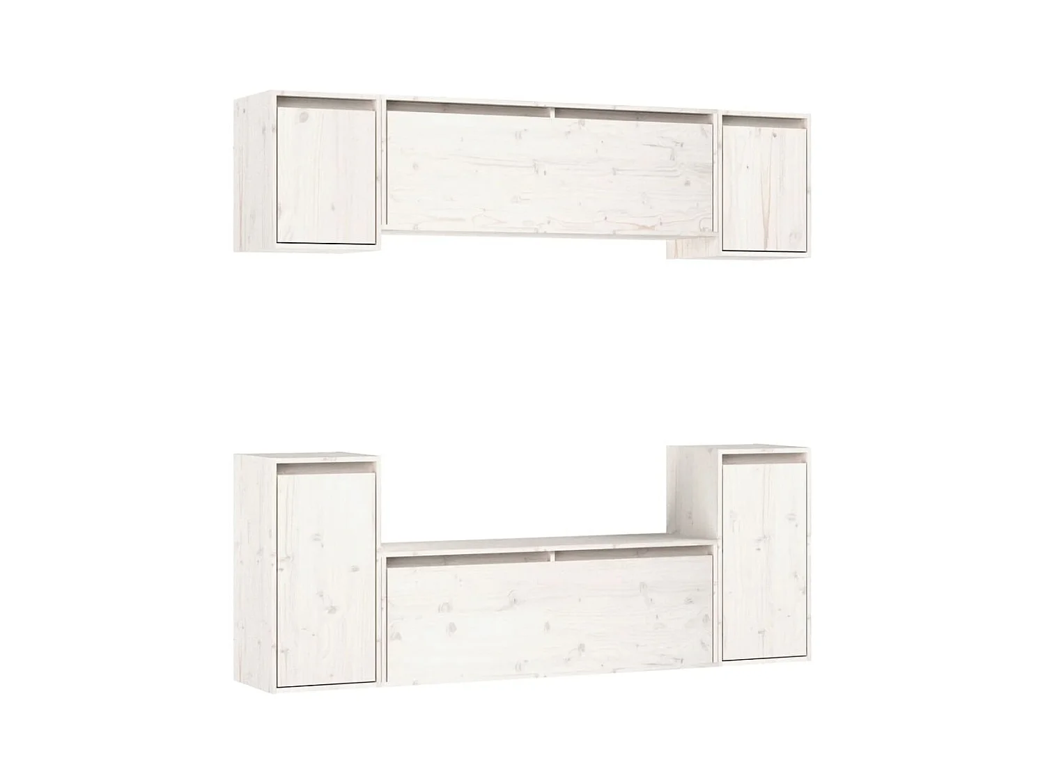 Meubles TV 6 pièces Blanc Bois massif de pin